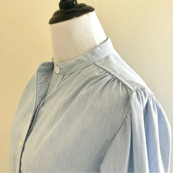 JH Chic Light Blue Puff Sleeve Button Down Blouse Small - Picture 2 of 12